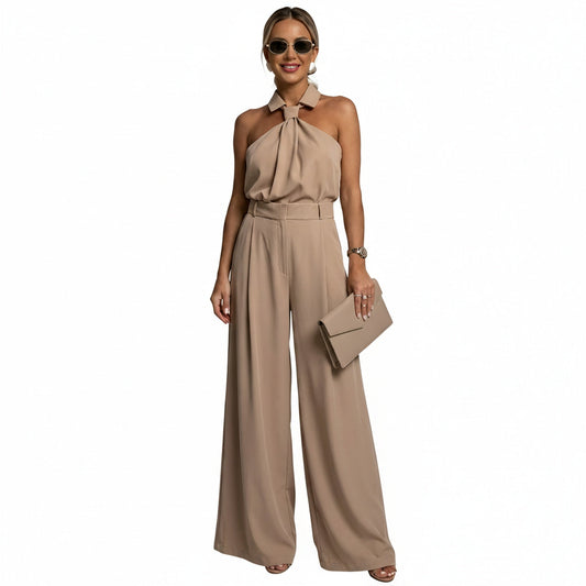 Dames Jumpsuit met Halternek en Wide Leg Broek