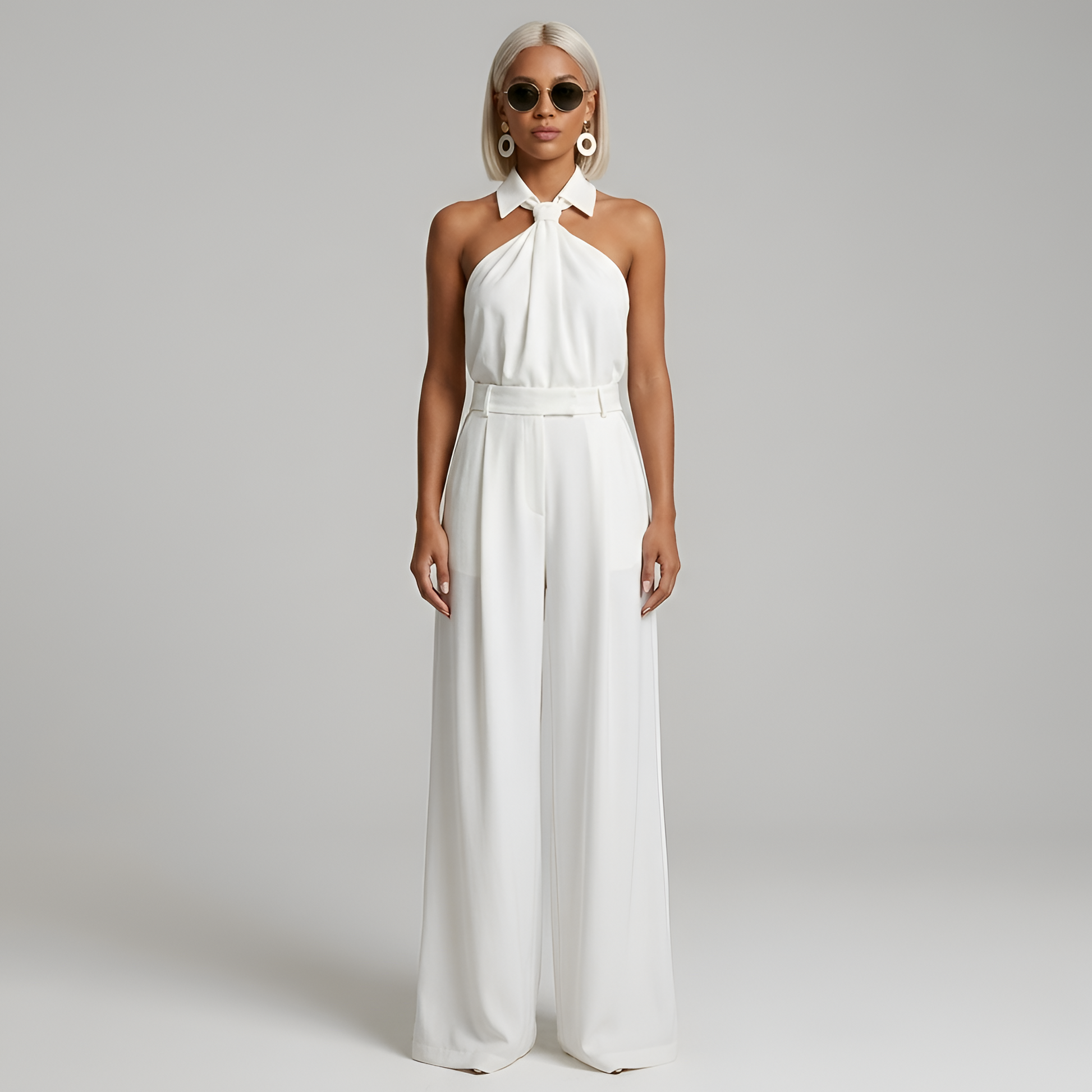 Dames Jumpsuit met Halternek en Wide Leg Broek
