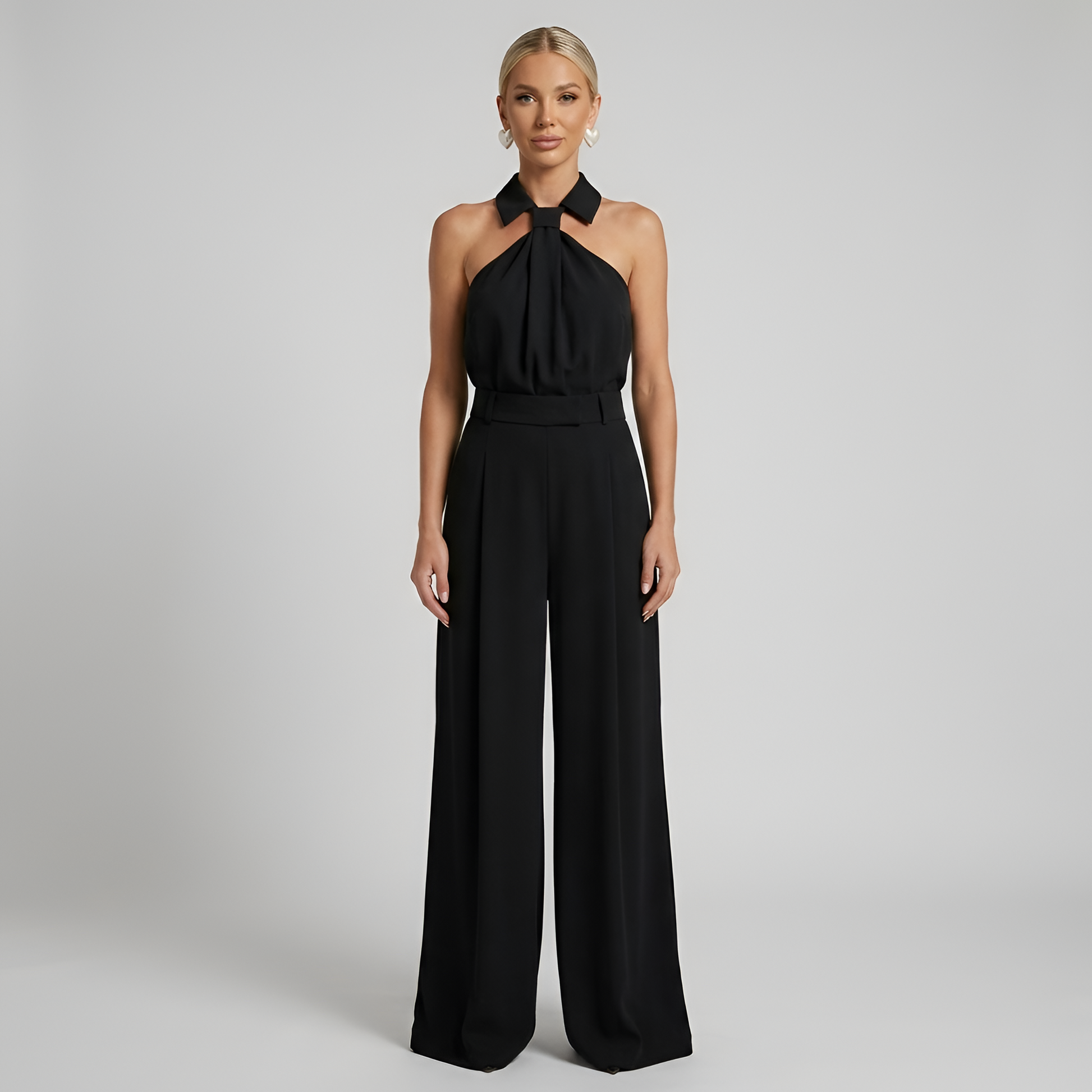 Dames Jumpsuit met Halternek en Wide Leg Broek