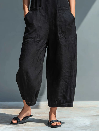 Dames Jumpsuit Mouwloos met Staande Kraag en Wijde Pijp
