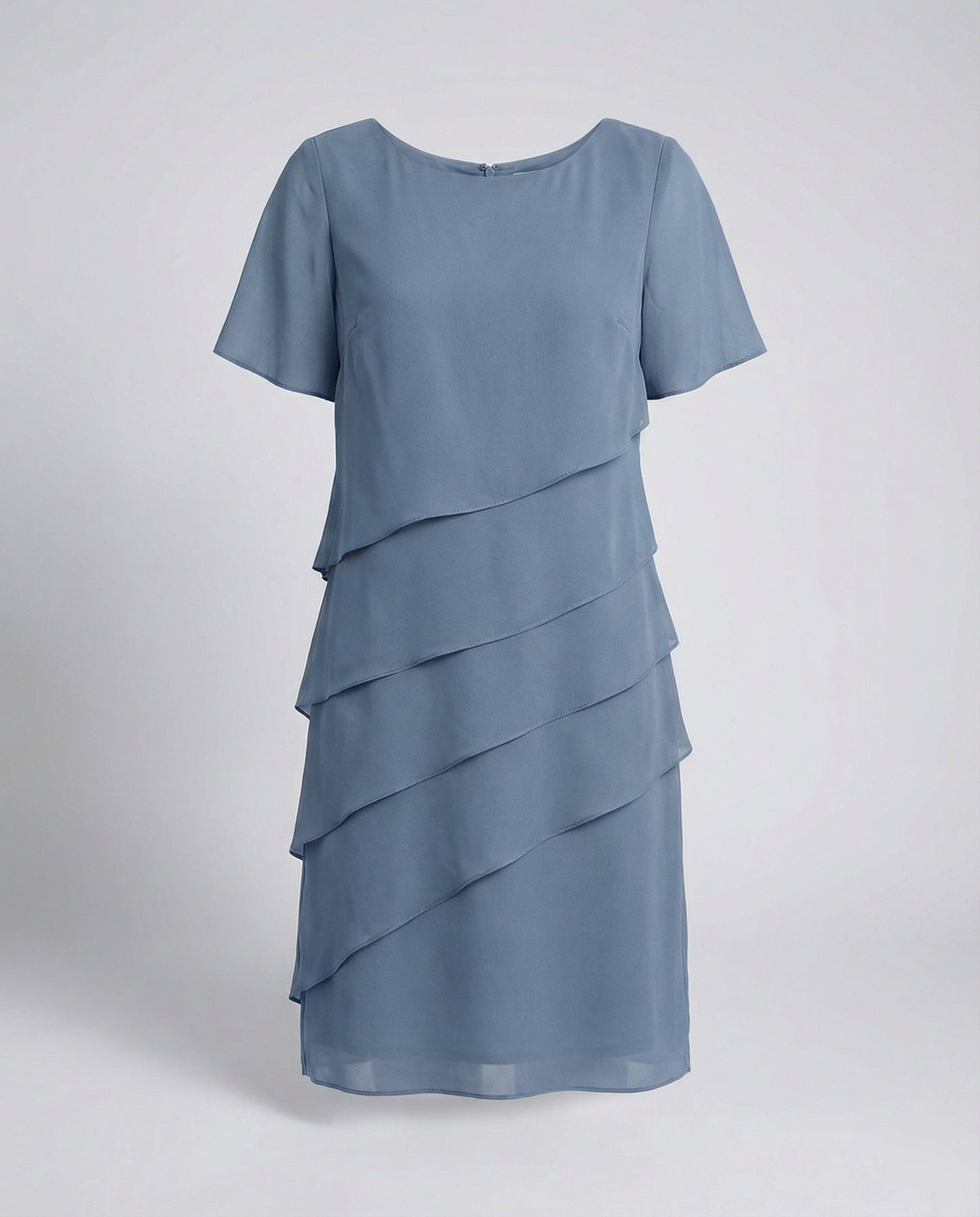 Dames Jurk Knielang met Korte Mouwen en Laagjesdesign