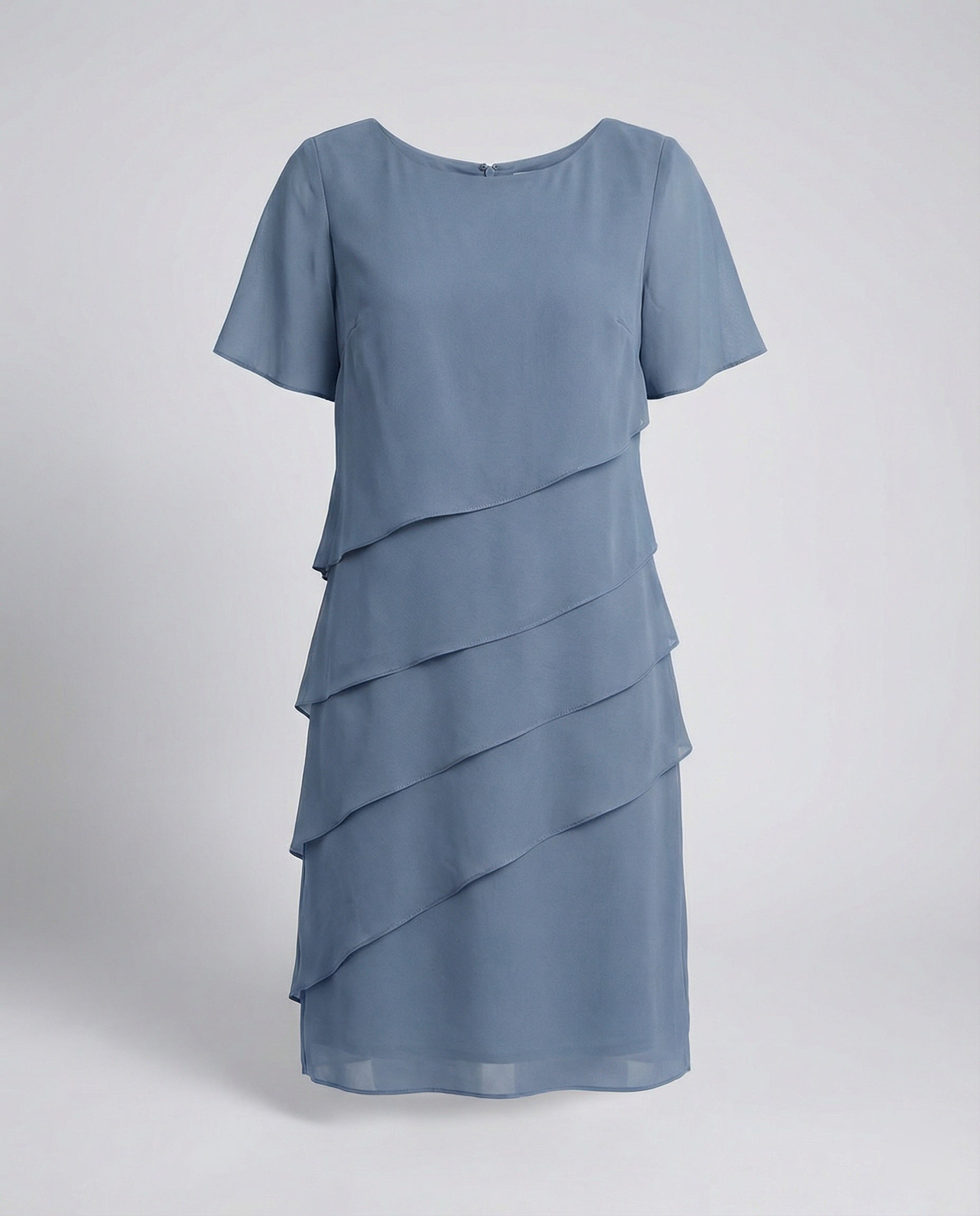 Dames Jurk Knielang met Korte Mouwen en Laagjesdesign