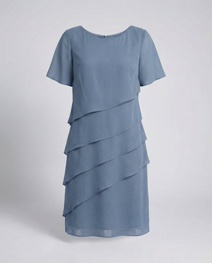 Dames Jurk Knielang met Korte Mouwen en Laagjesdesign