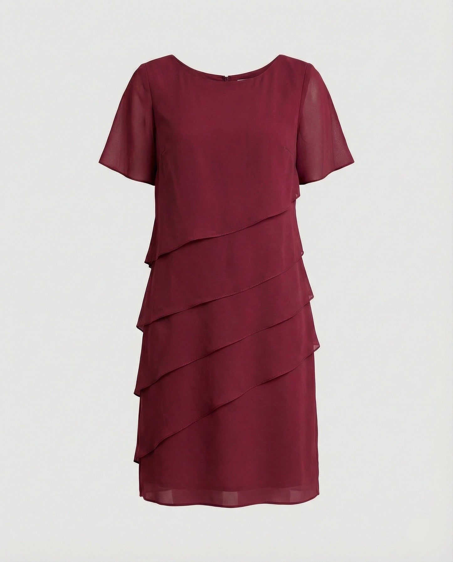 Dames Jurk Knielang met Korte Mouwen en Laagjesdesign