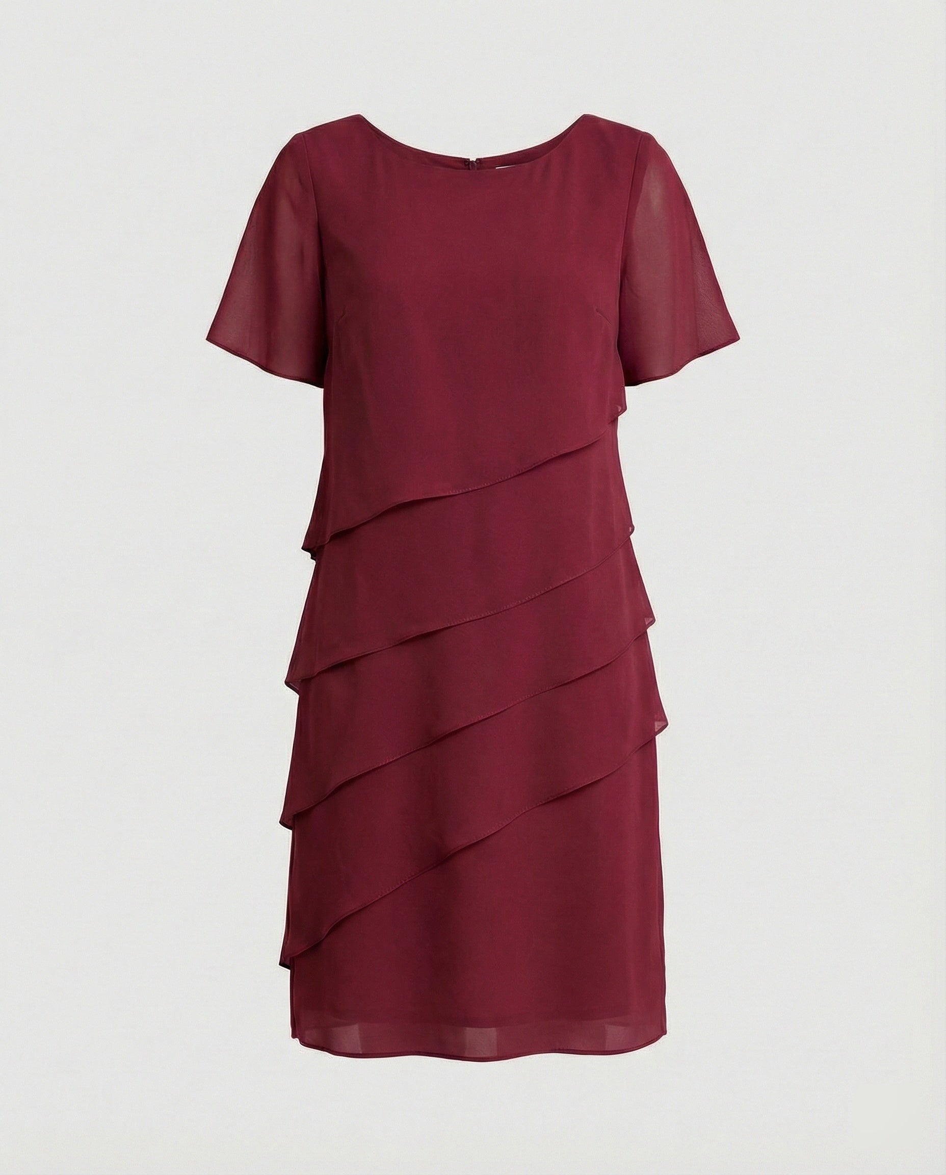 Dames Jurk Knielang met Korte Mouwen en Laagjesdesign