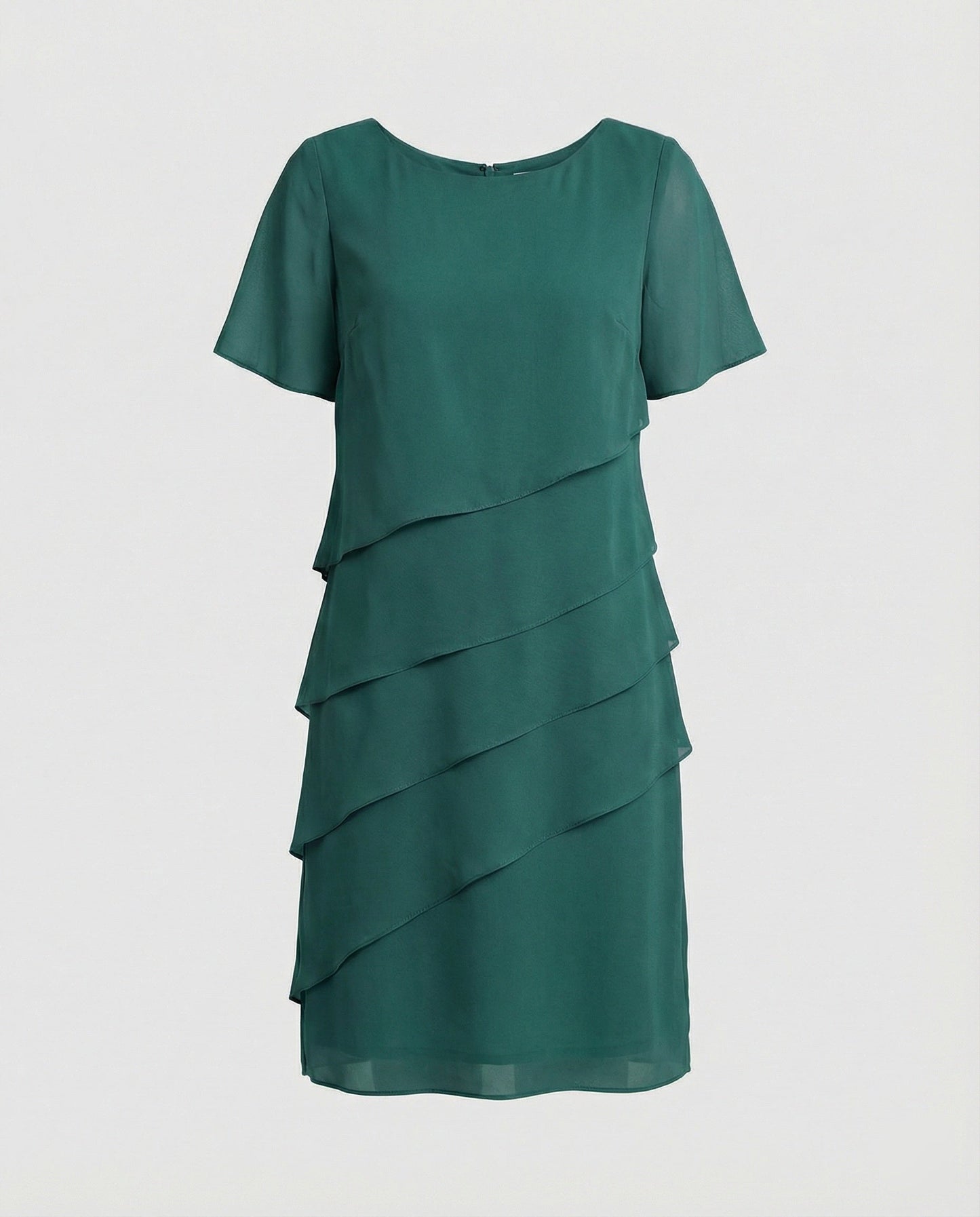 Dames Jurk Knielang met Korte Mouwen en Laagjesdesign