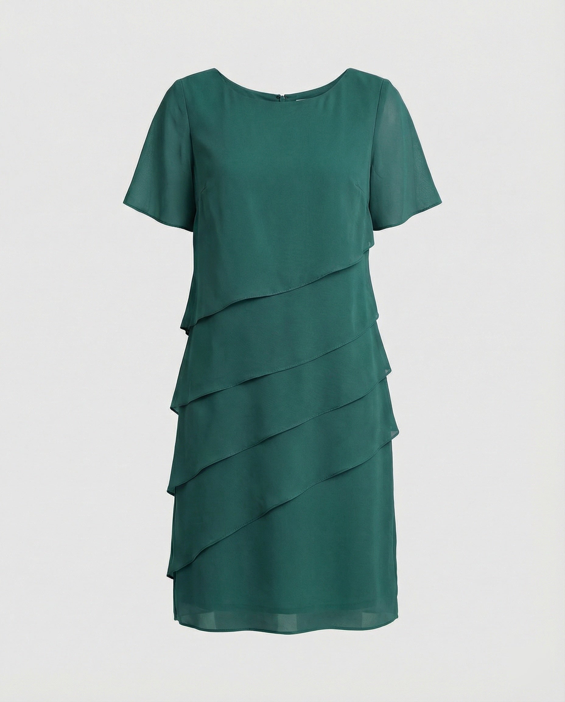 Dames Jurk Knielang met Korte Mouwen en Laagjesdesign