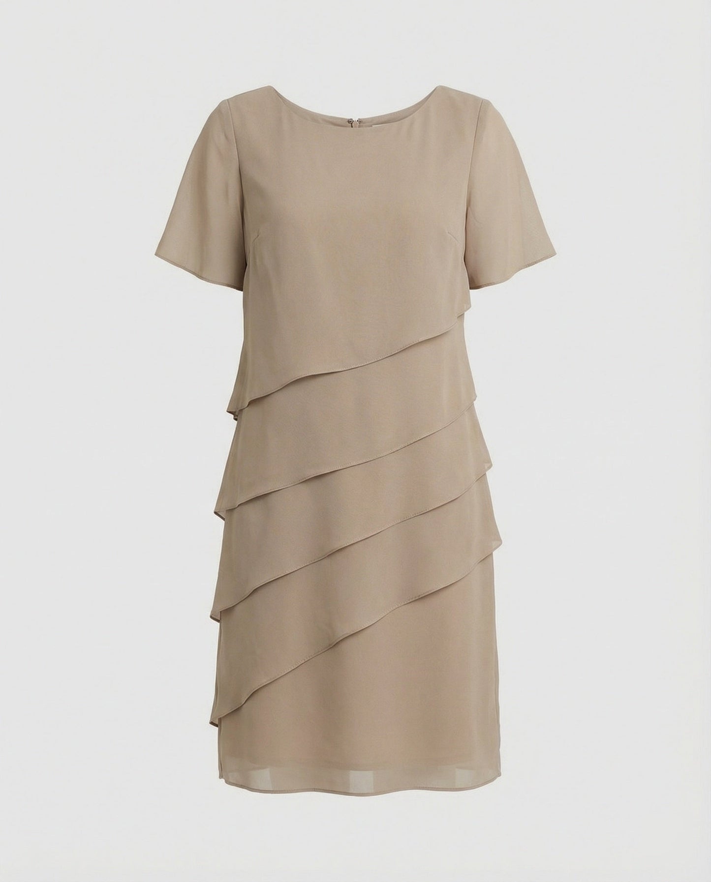 Dames Jurk Knielang met Korte Mouwen en Laagjesdesign