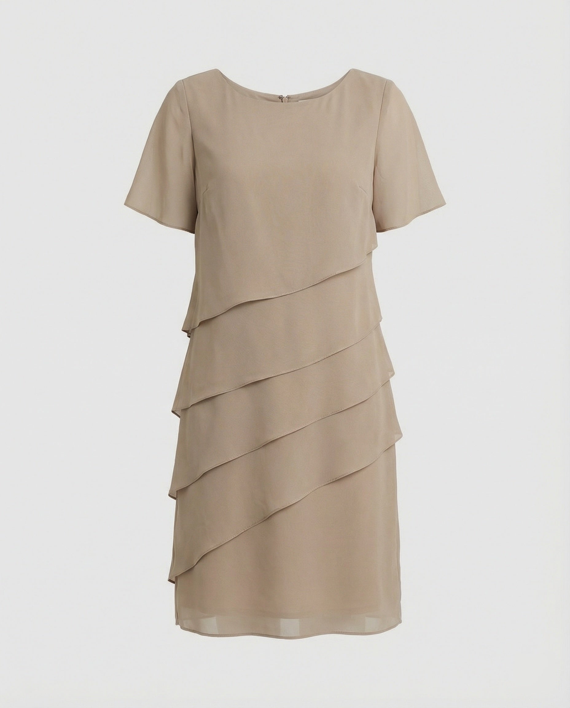 Dames Jurk Knielang met Korte Mouwen en Laagjesdesign