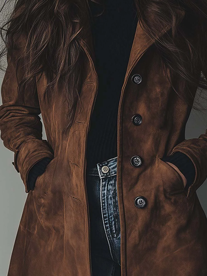 Dames Klassieke Trenchcoat in Vintage Look met Knoopsluiting