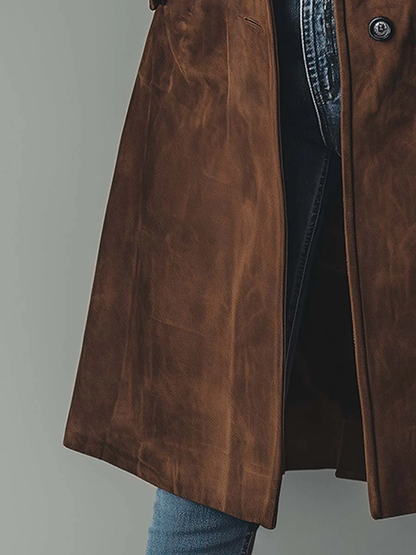 Dames Klassieke Trenchcoat in Vintage Look met Knoopsluiting