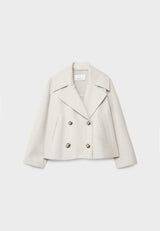 Dames Korte Jas met Dubbele Knoopsluiting en Oversized Revers