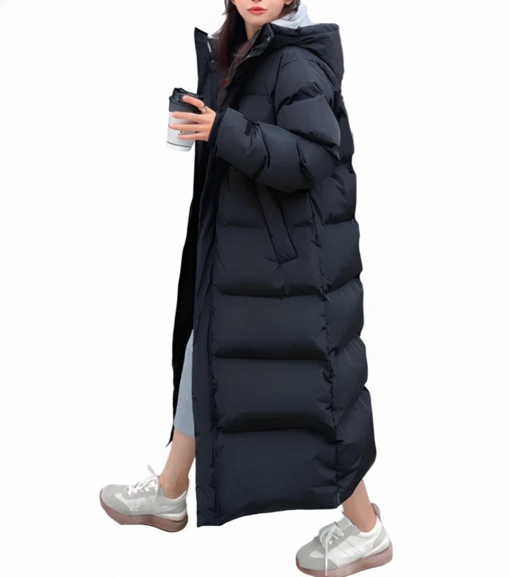 Dames Lange Winddichte Parka met Capuchon