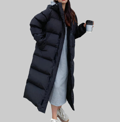 Dames Lange Winddichte Parka met Capuchon