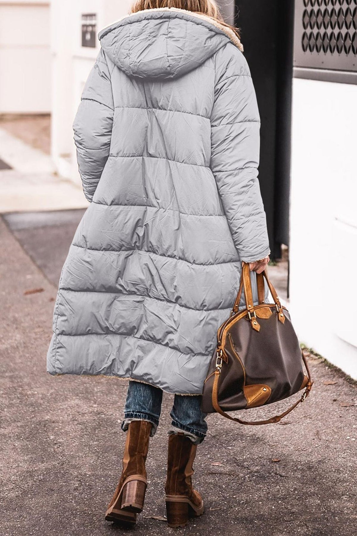 Dames Lange Winterjas met Capuchon en Sherpa Voering