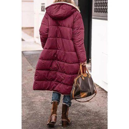 Dames Lange Winterjas met Capuchon en Sherpa Voering