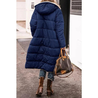 Dames Lange Winterjas met Capuchon en Sherpa Voering