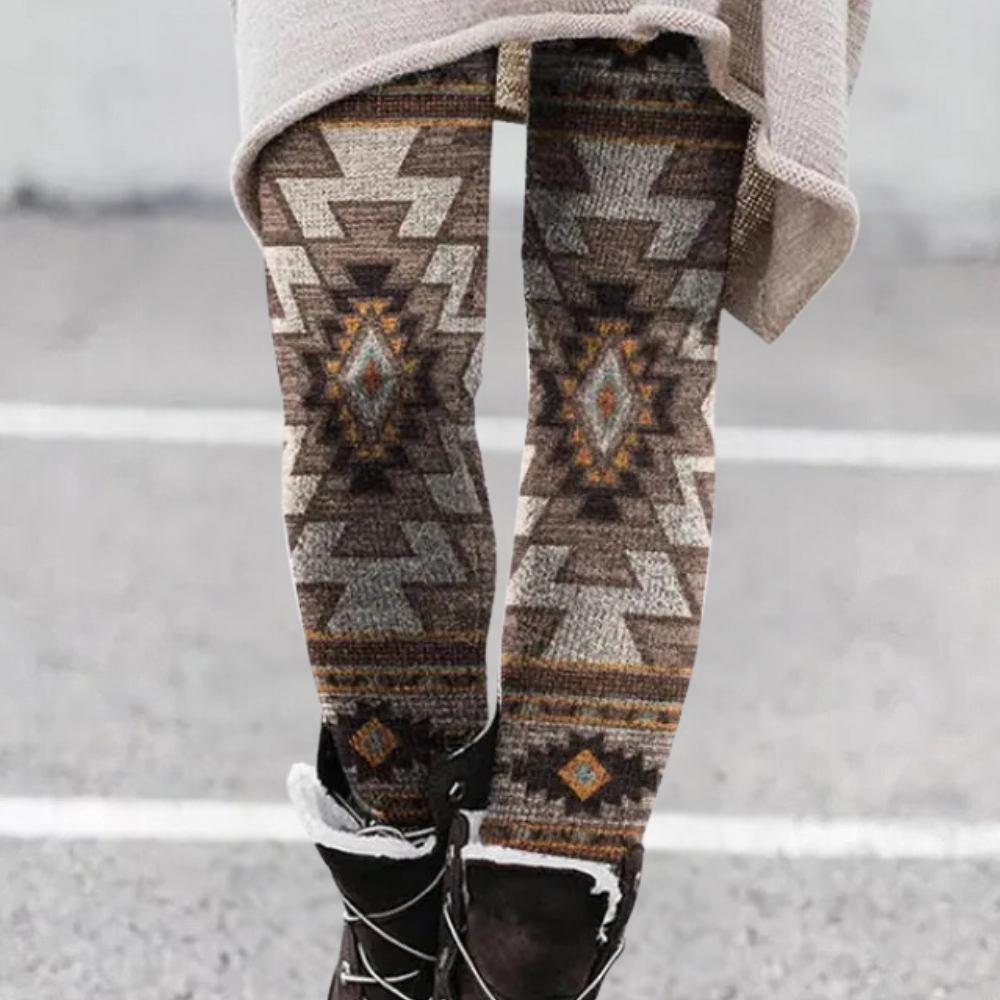 Dames Leggings met Grafische Print en Elastische Taille