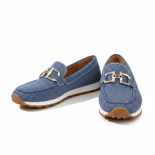 Dames Loafers met Gouden Gesp en Plateau Zool