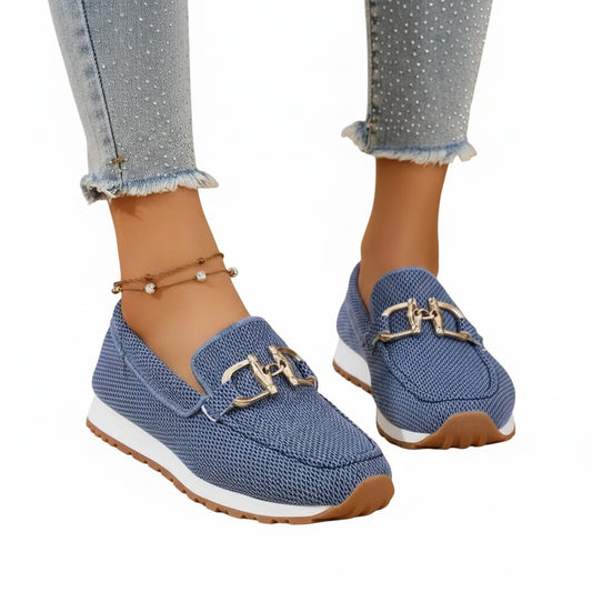 Dames Loafers met Gouden Ketting Detail en Plateau Zool