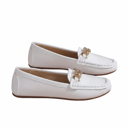Dames Loafers met Gouden Kettingdetail en Platte Zool