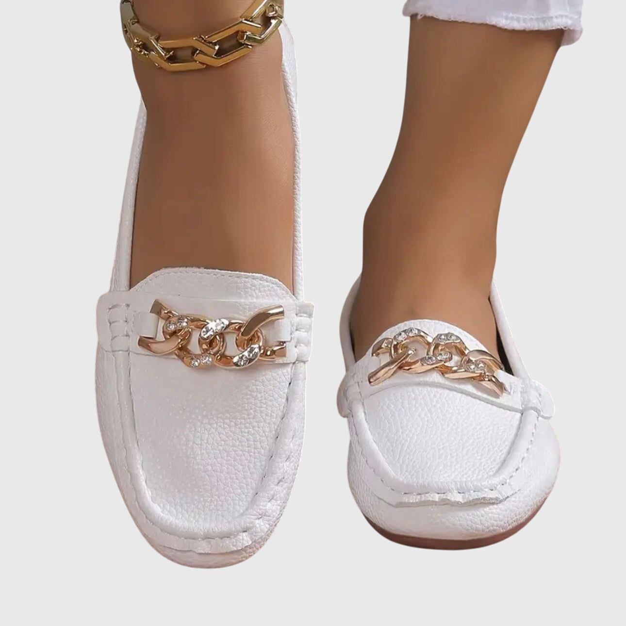 Dames Loafers met Gouden Kettingdetail en Platte Zool