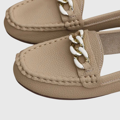 Dames Loafers met Gouden Kettingdetail en Platte Zool
