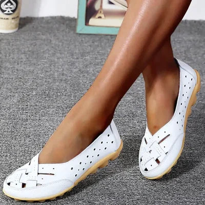 Dames Loafers met Uitsparing en Gevlochten Detail Wit