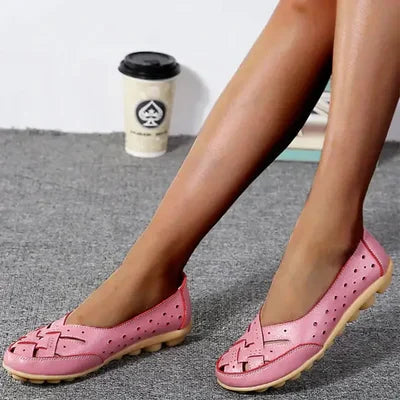 Dames Loafers met Uitsparing en Gevlochten Detail Roze