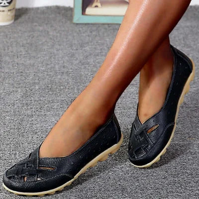 Dames Loafers met Uitsparing en Gevlochten Detail