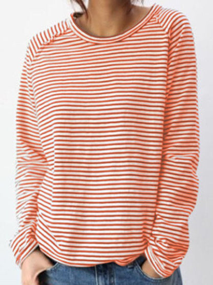 Dames Longsleeve Shirt met Ronde Hals en Horizontale Strepen