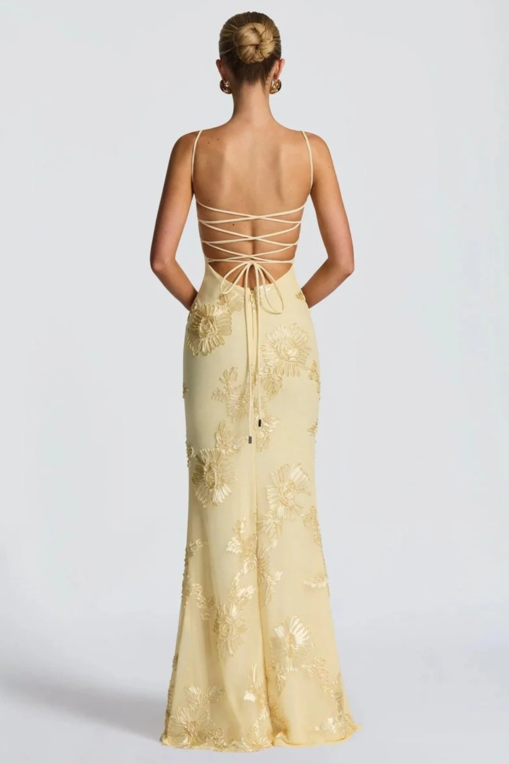 Dames Maxi Avondjurk met Corset, Bloemborduursel en Spaghettibandjes