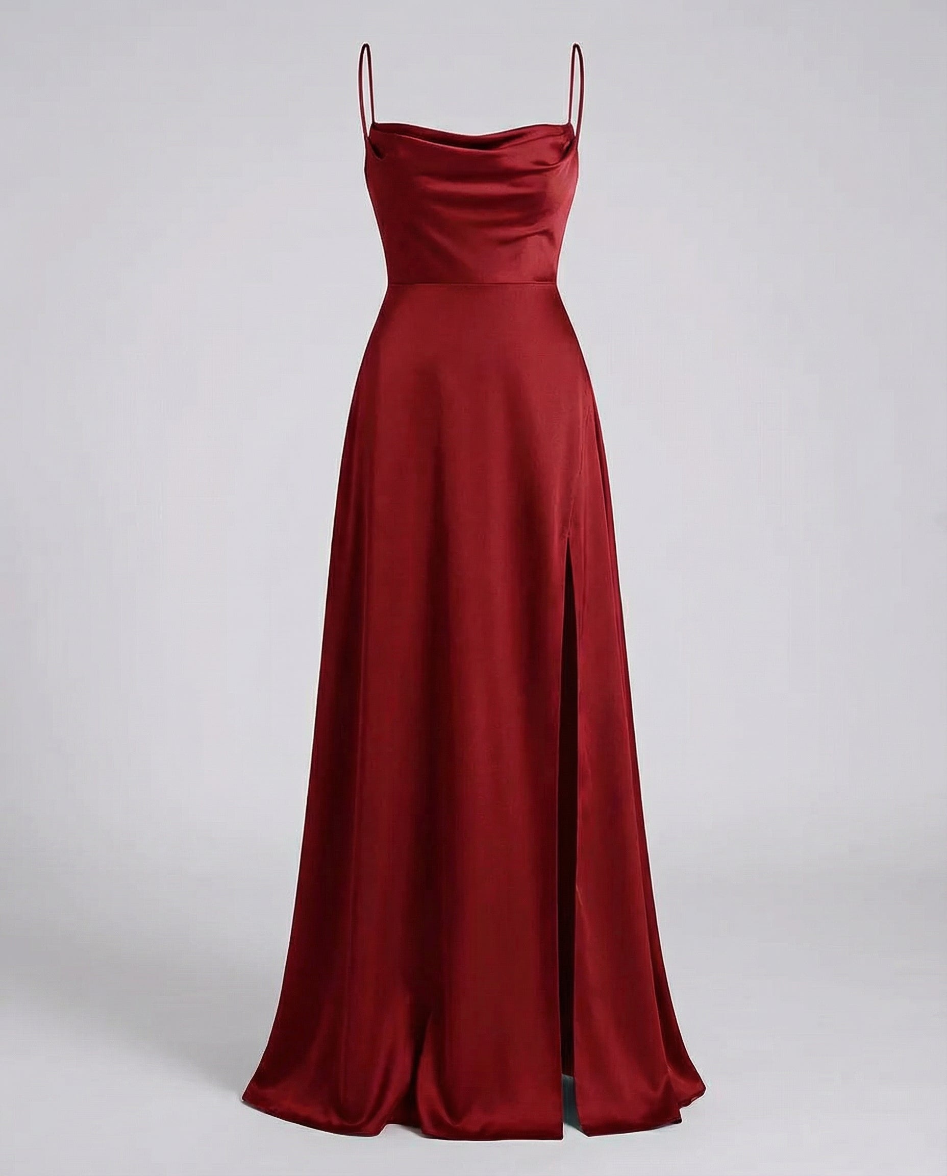Dames Maxi Avondjurk met Waterval-hals, Spaghettibandjes en Beenslip