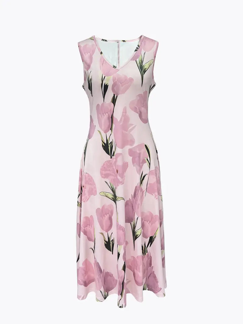 Dames Maxi Jurk met Bloemenprint en Bijpassende Open Jacket Driekwart Mouw