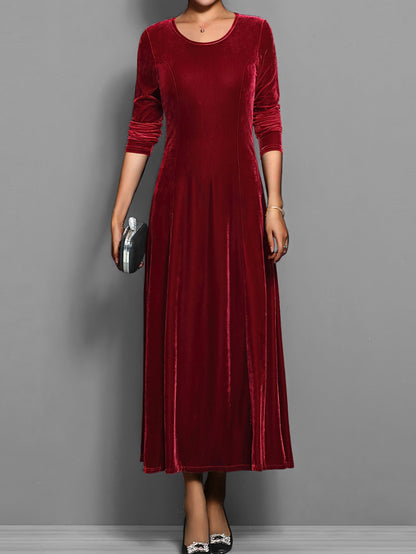 Dames Maxi-jurk met Ronde Hals en A-lijn Rood