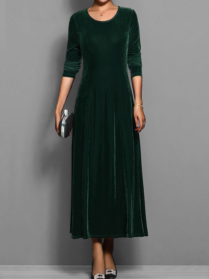 Dames Maxi-jurk met Ronde Hals en A-lijn Groen