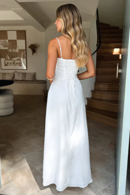 Dames Maxi Jurk Mouwloos met Corset Bodice, Sweetheart Hals en Spaghetti Bandjes