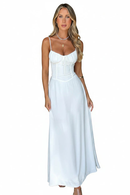 Dames Maxi Jurk Mouwloos met Sweetheart Hals en Corset Lijfje