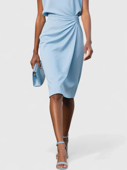 Dames Midi Jurk Mouwloos met Keyhole-hals en Plooirok