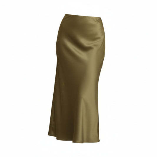 Dames Midi Rok met Hoge Taille en Vloeiende Snit