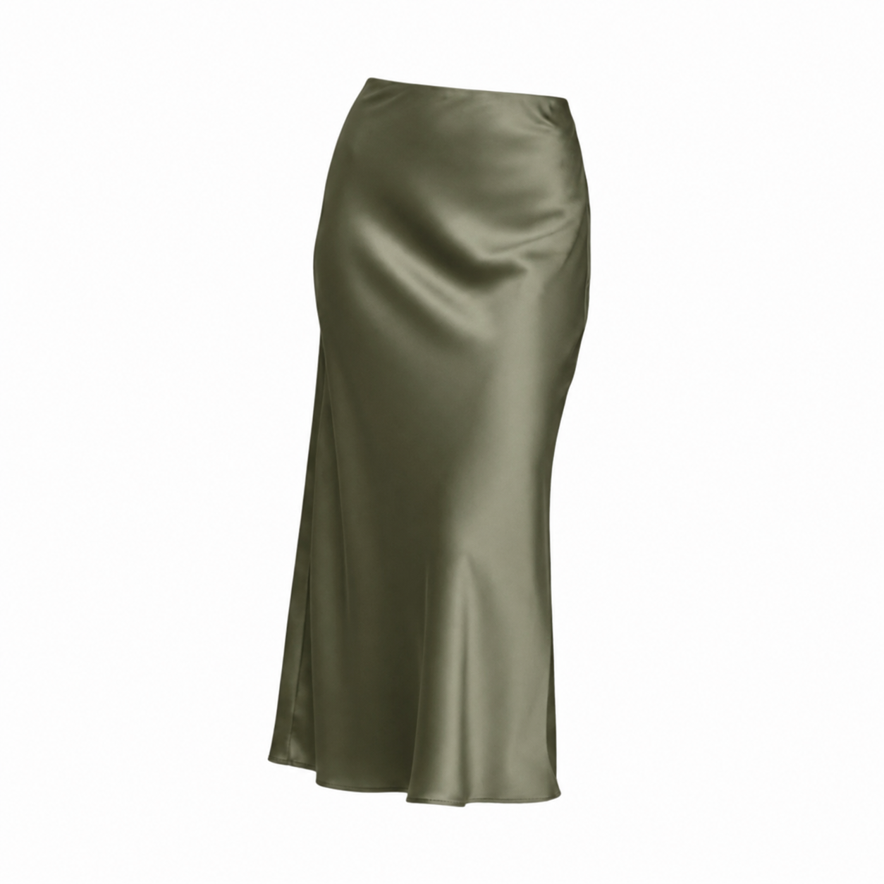 Dames Midi Rok met Hoge Taille en Vloeiende Snit