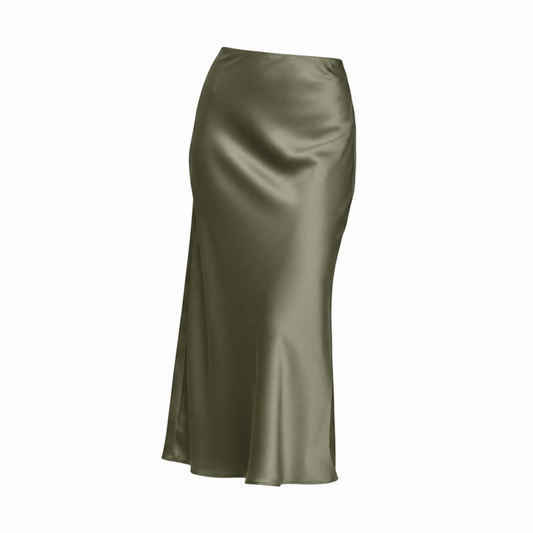 Dames Midi Rok met Hoge Taille en Vloeiende Snit