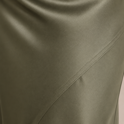 Dames Midi Rok met Hoge Taille en Vloeiende Snit