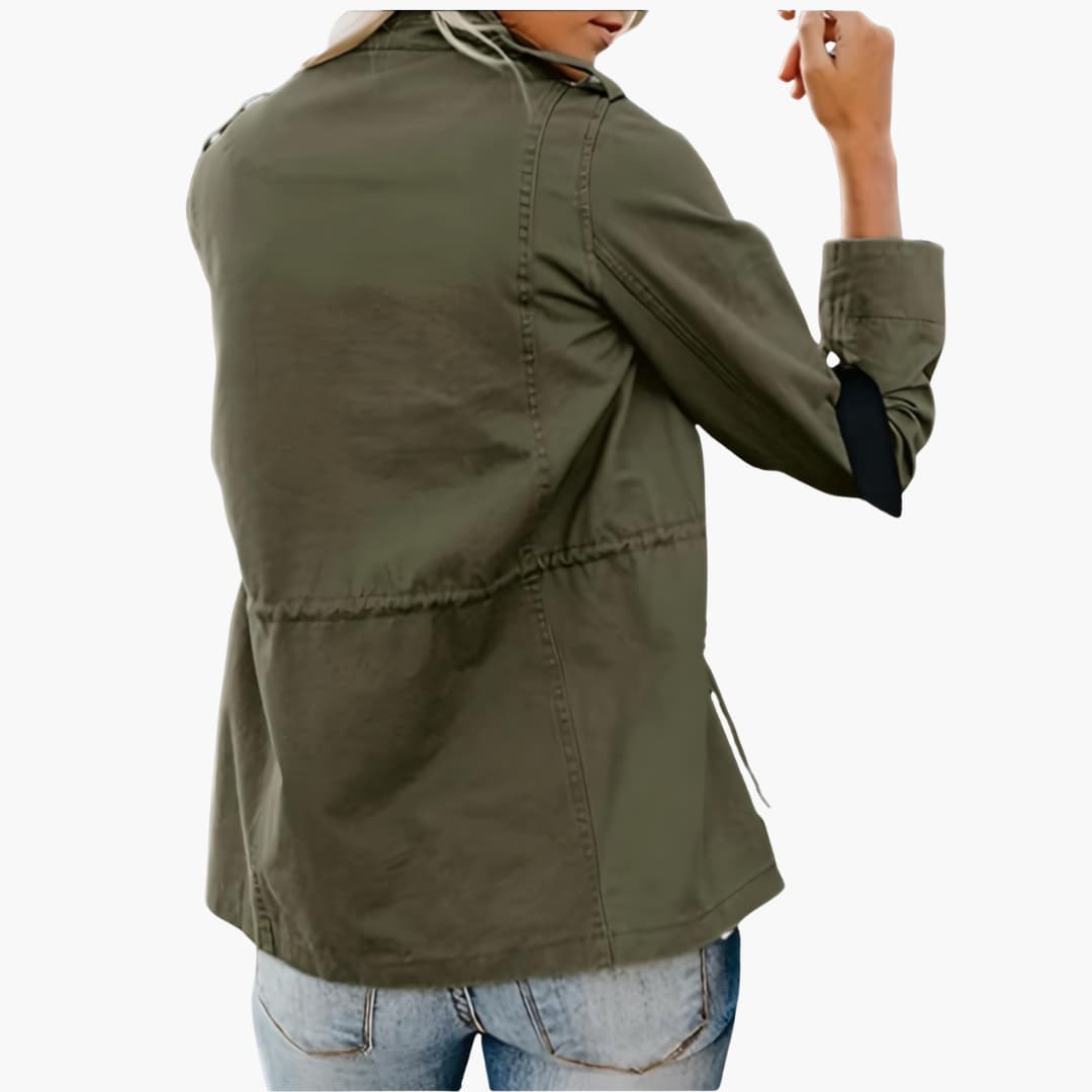 Dames Militaire Jacket met Capuchon en Vier Zakken