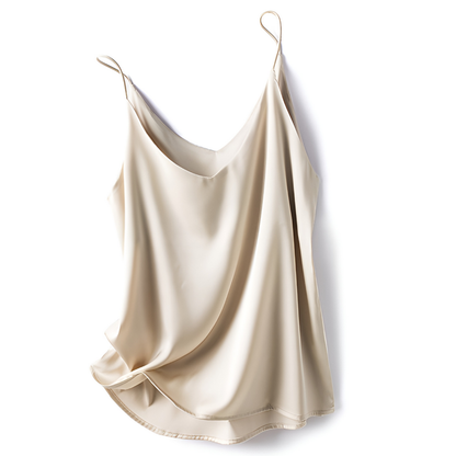Dames Mouwloze Top met Spaghettibandjes en V-hals Khaki