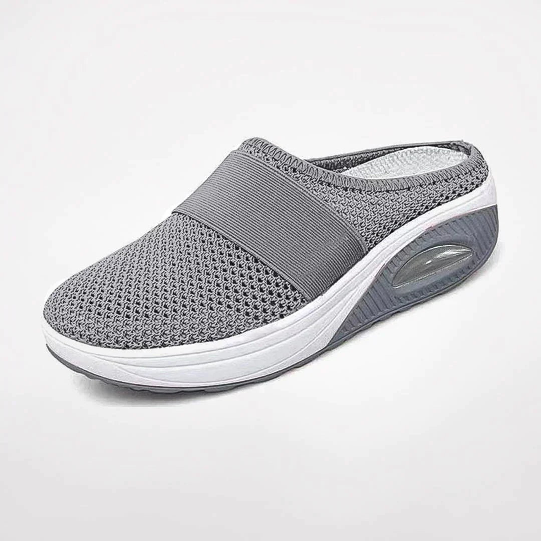 Dames Muiltjes Sneaker met Luchtzooltje en Elastische Band Regular Fit Grijs