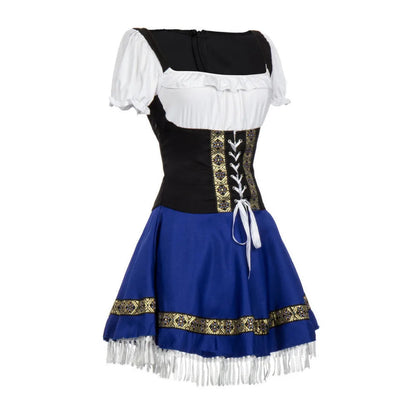 Dames Oktoberfest Dirndl Jurk met Vetersluiting en Vierkante Hals