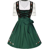Dames Oktoberfest Dirndl Midi met Vetersluiting en Bloemenborduursel