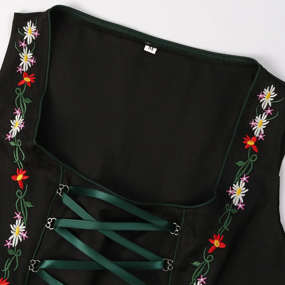 Dames Oktoberfest Dirndl Midi met Vetersluiting en Bloemenborduursel
