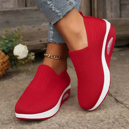 Dames Sneakers met Luchtzool en Slip-on Sluiting Rood